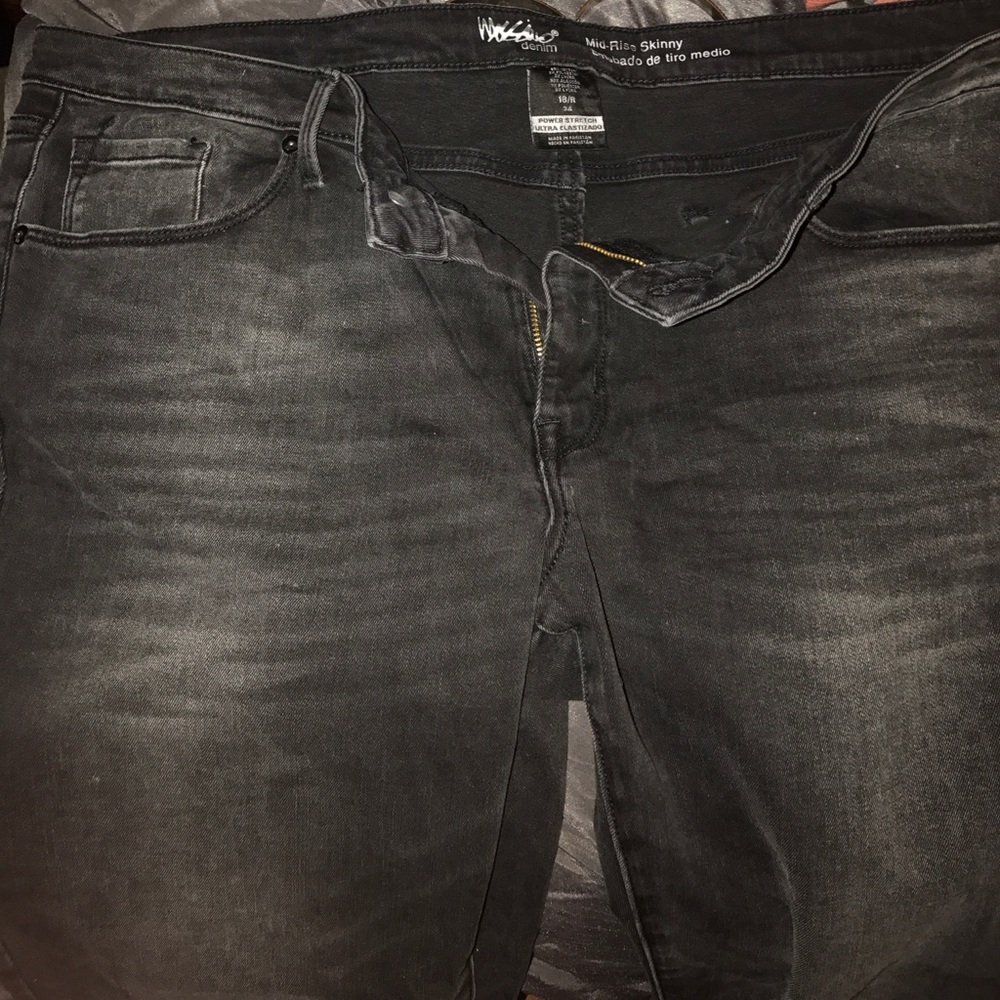 New black washed denim pants
