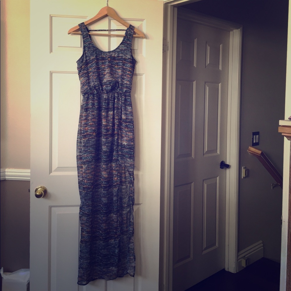 Lush Tribal Aztec Multicolor Maxi Dress Small S