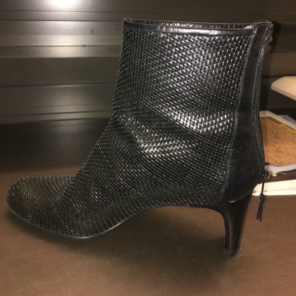 Black quilted leather booties