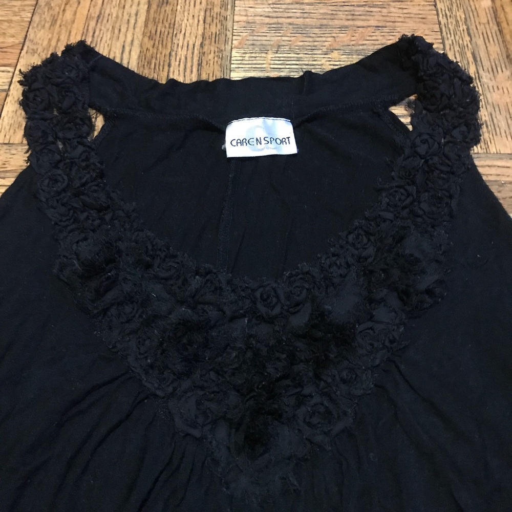 Women's Rose Black Tank Top Plus Size 2X