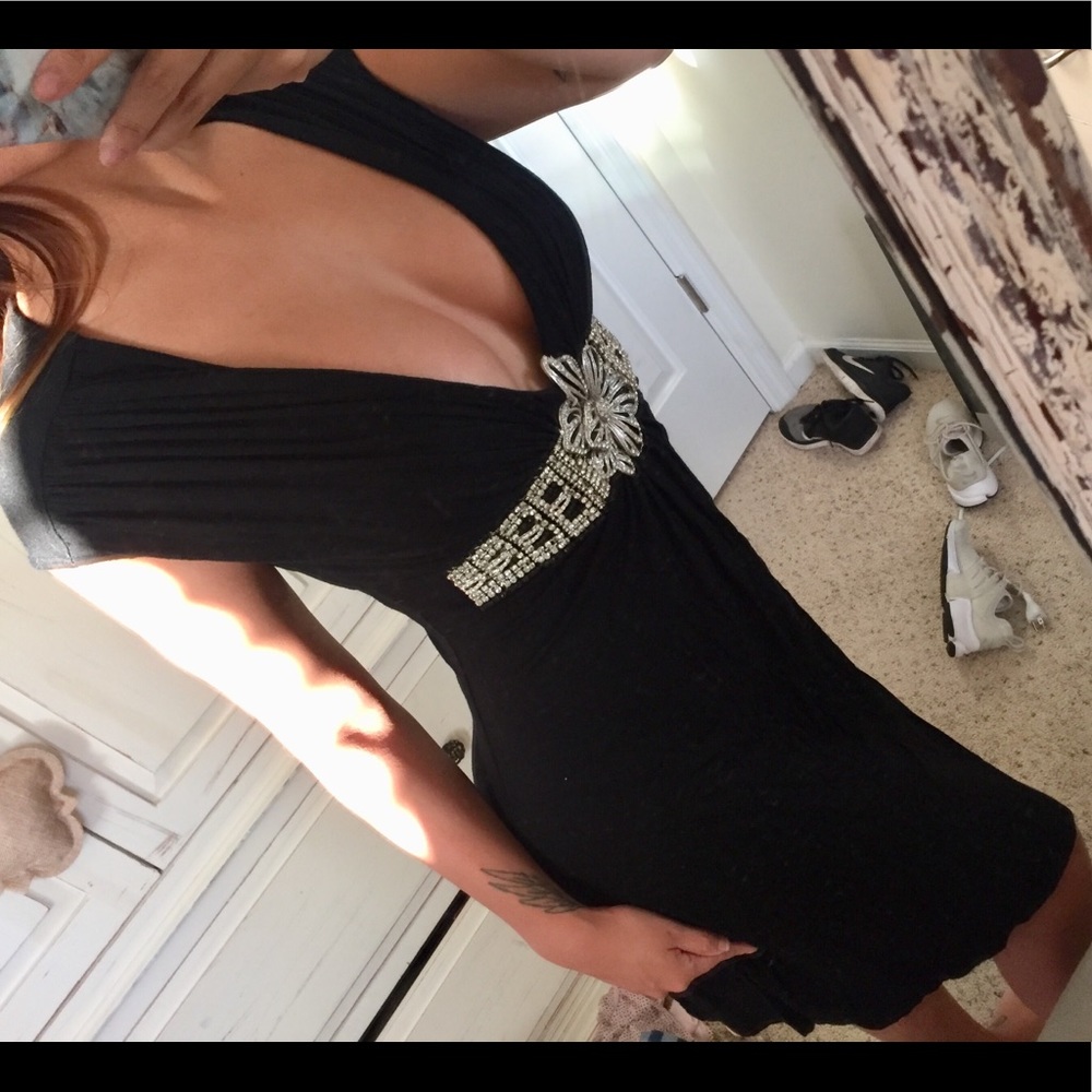 Gorgeous black crystal black dress