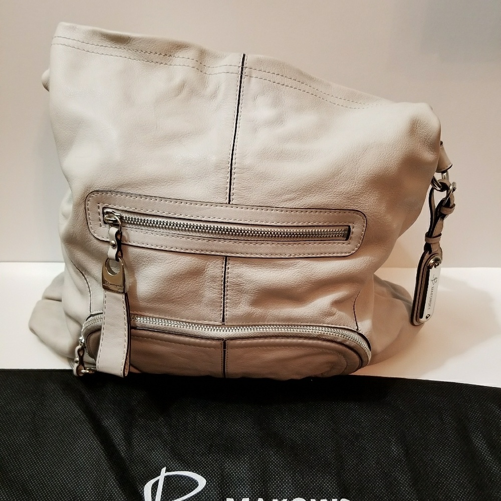 B.Makowsky Light Grey Soft Leather Hobo