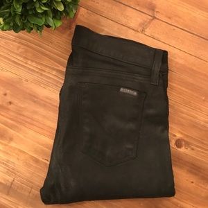 Hudson Black Wax Coated Krista Super Skinny Denim
