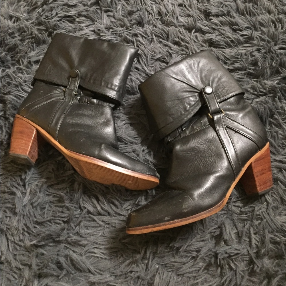 Genuine Brazilian Leather Wood Heel Convert. Boots