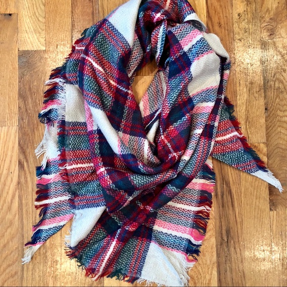 B. Effortless Accessories - Hot Pink & Navy Triangle Scarf