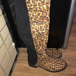 Leopard tall boots