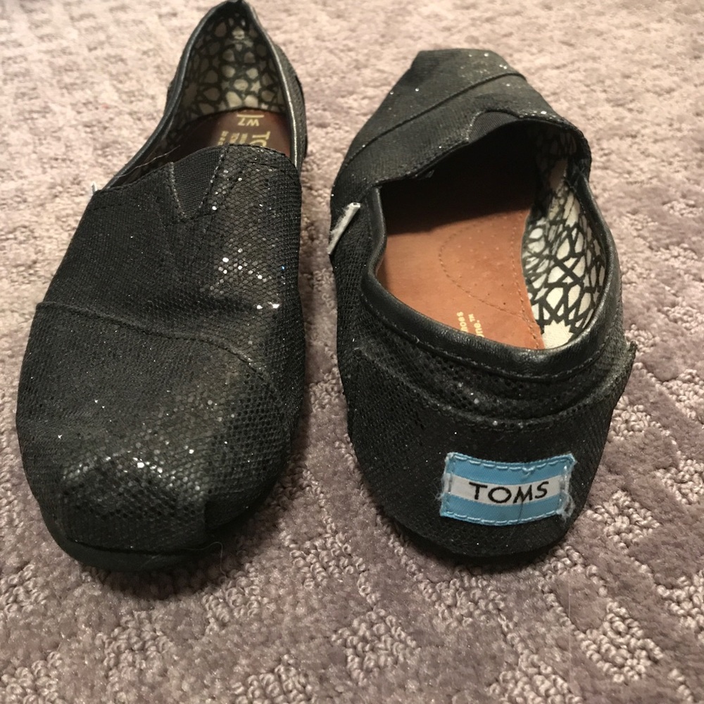 TOMS Women's Shoes Black Glitter.