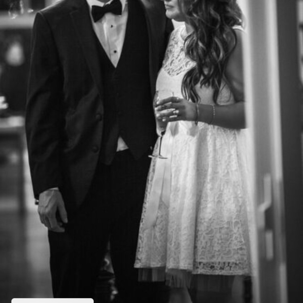 White lace overlay tulle dress