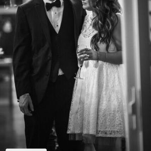 White lace overlay tulle dress