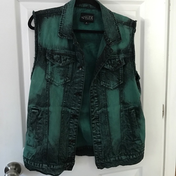 green denim vest