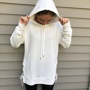 Long sweatshirt with side lace up