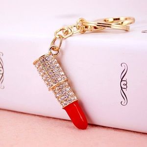 Red and gold lipstick keychain