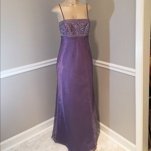Michaelangelo Purple Shimmer Evening Gown