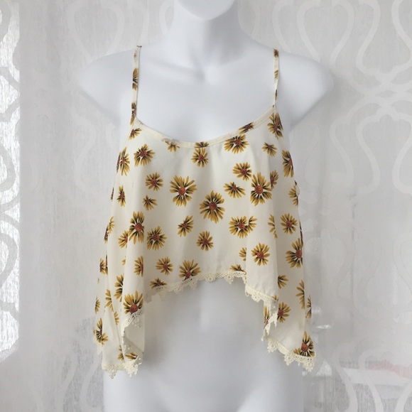 Audrey 3+1 Tops - Audrey Sunflower Print Strappy Crop Top
