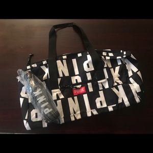 Pink Duffle Bag and Water Bottle