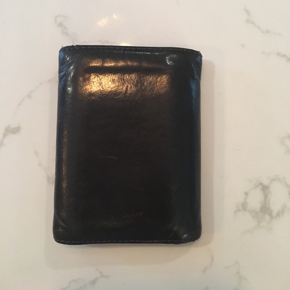 Chocolate Leather Trifold Coach Wallet