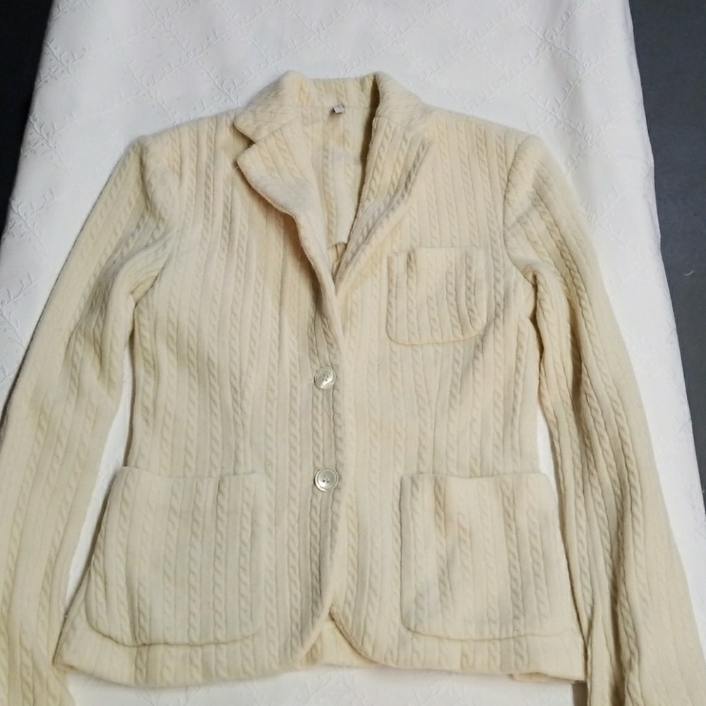 Cream Colored Fitted Blazer Jacket - image 1