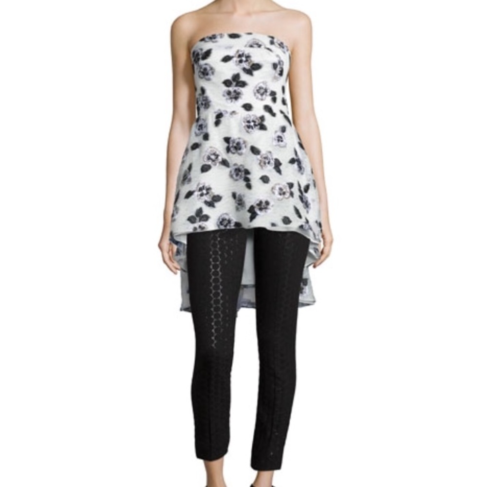 Lela Rose Strapless Embroidered Top