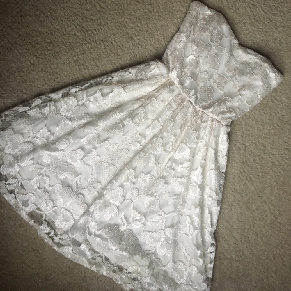 Cream Lacey Floral Sparkly Dress