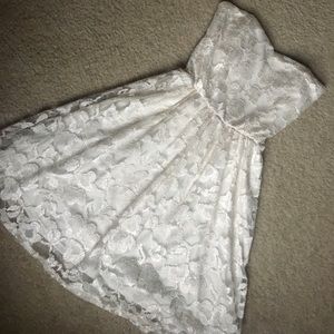 Cream Lacey Floral Sparkly Dress
