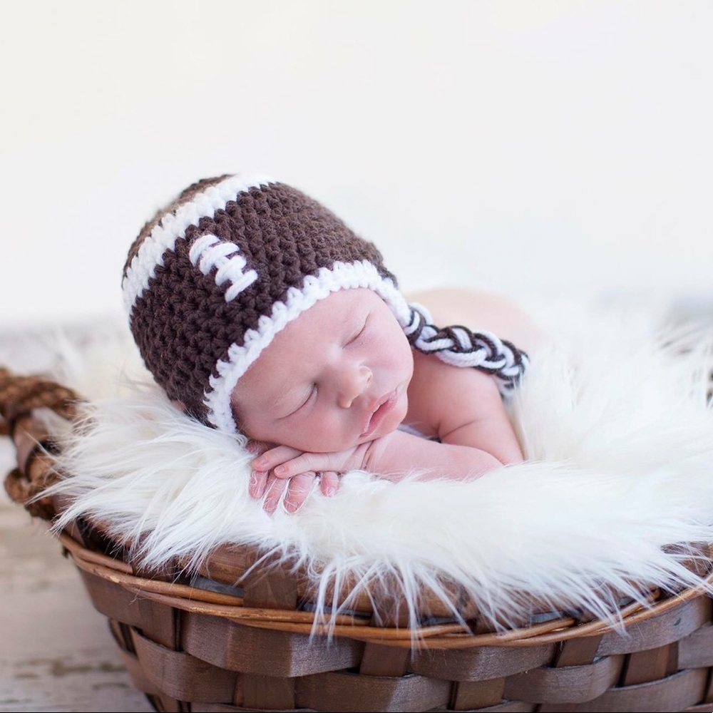 Football beanie hand crocheted