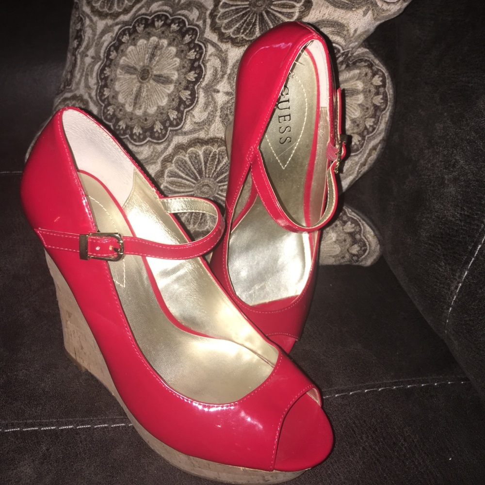 Guess! Red Patent Leather Wedges