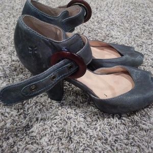 Frye Blue Heeled Peeptoes