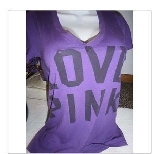 💜💜GUC *VS Pink* V-neck Purple Graphic Tee💜💜 💜💜GUC *VS Pink* V-neck Purple Graphic Tee💜💜