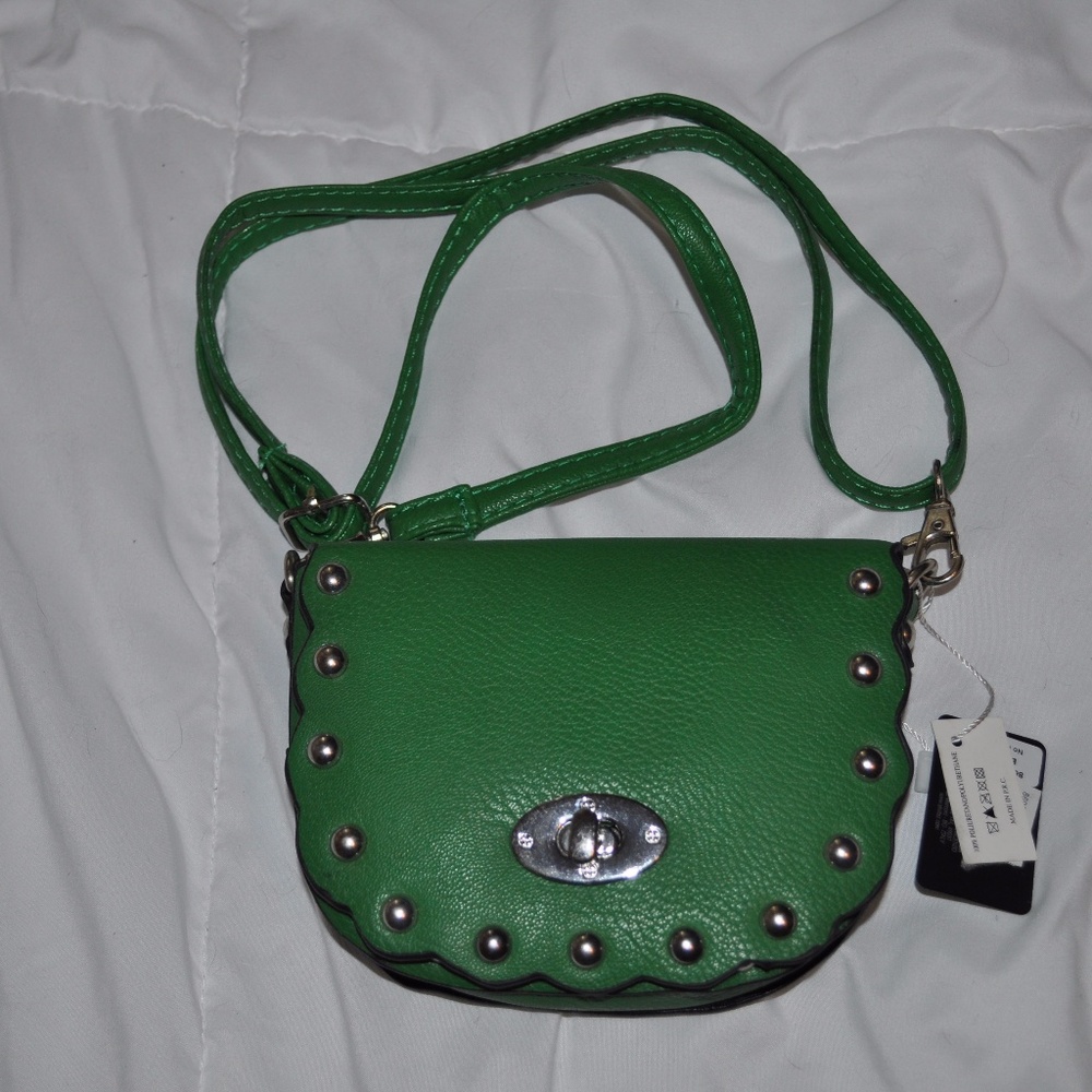 Green Leather Crossbody Purse