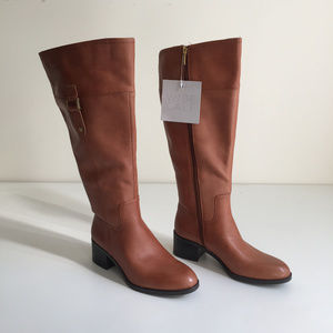 Franco Sarto tan brown leather knee high boots