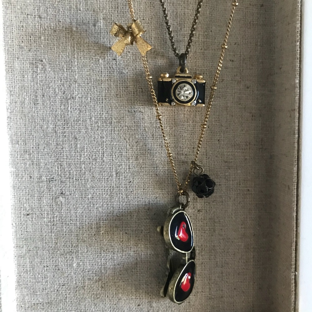 Double Row Camera and Sunglasses Necklace