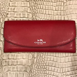Coach Red Leather Slim Wallet