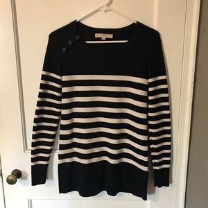 Loft navy and white stripe sweater