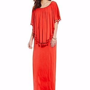 Off Shoulder Maxi with Pom Pom Detail Flounce