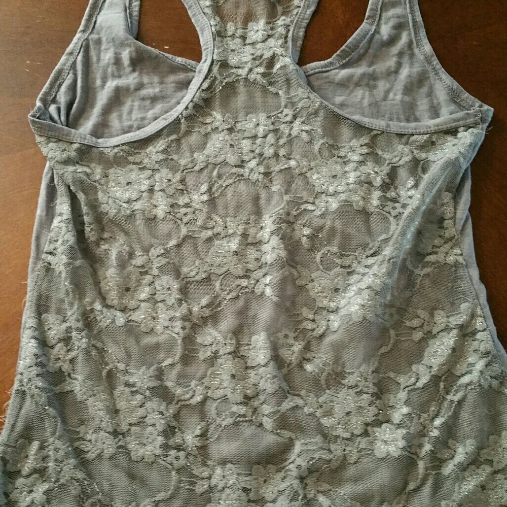 Burnout and lace tank top