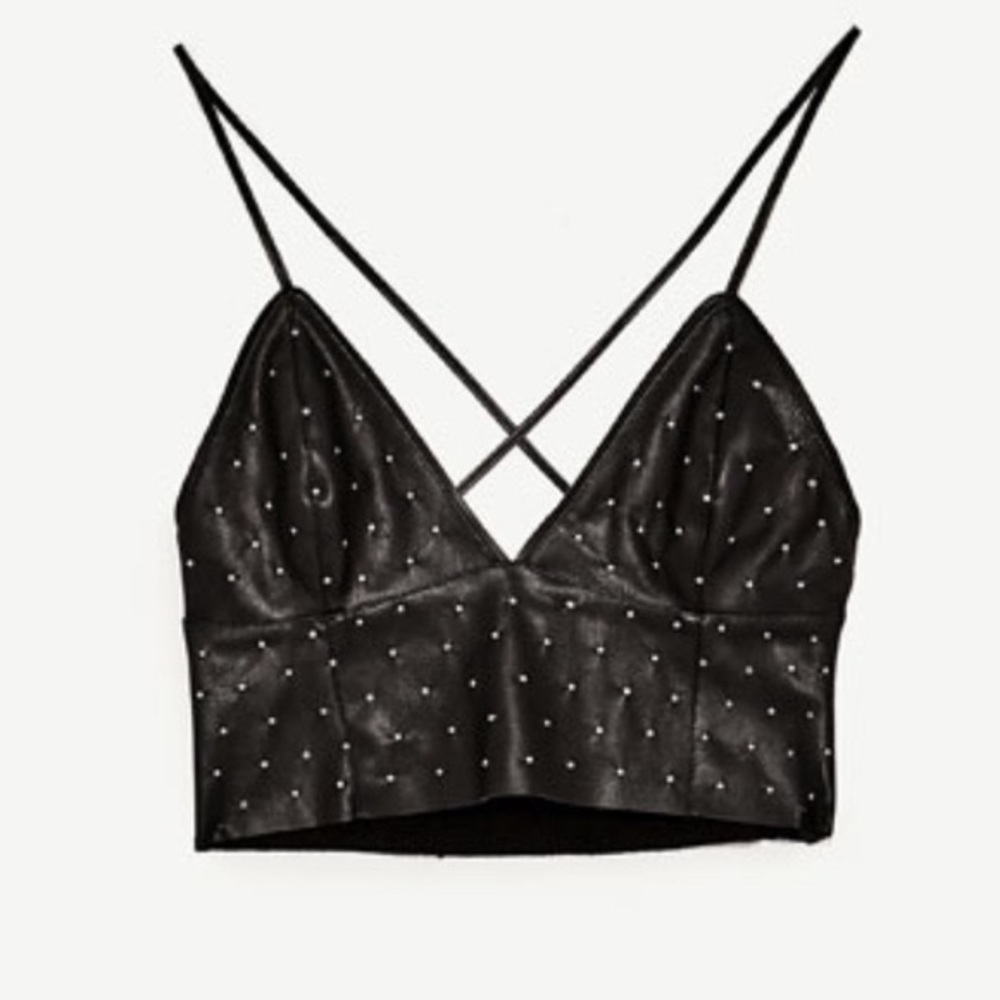 Zara Vegan Studded Crop Top