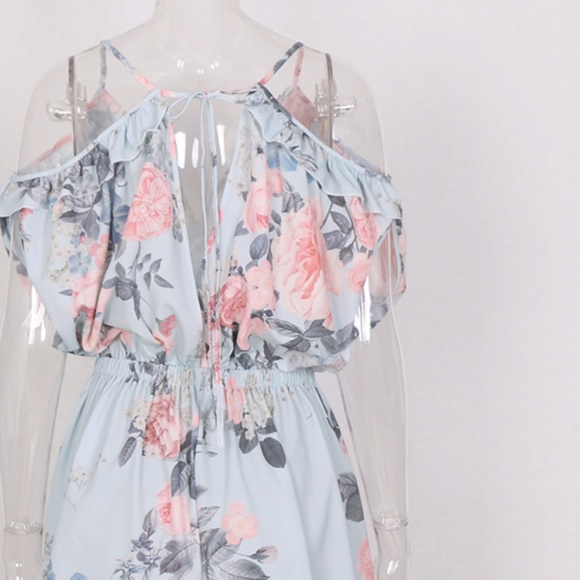 ❥Pretty loose fit elastic waist blue floral - Picture 5 of 7