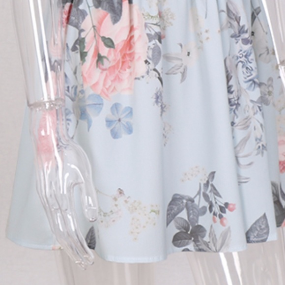 ❥Pretty loose fit elastic waist blue floral - Picture 6 of 7