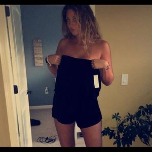 Black strapless romper