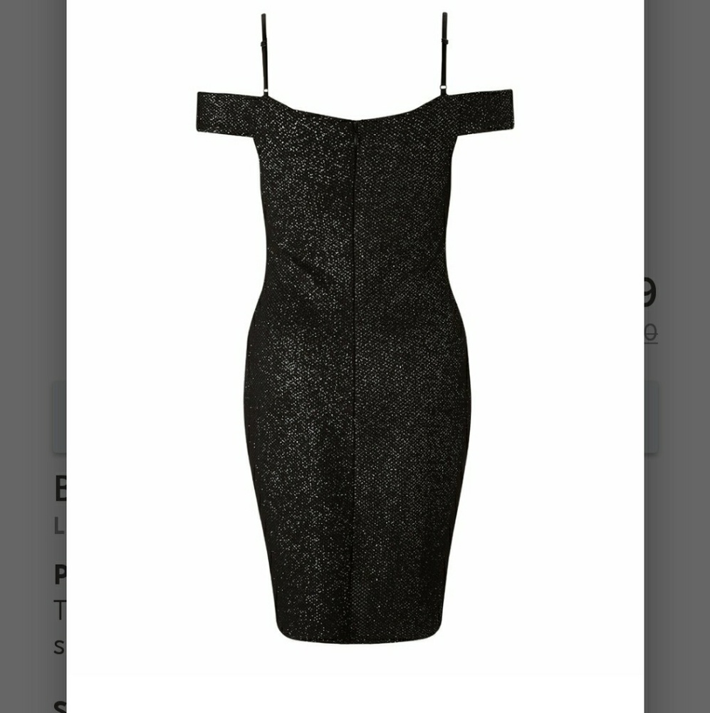 Black glitter off shoulder dress