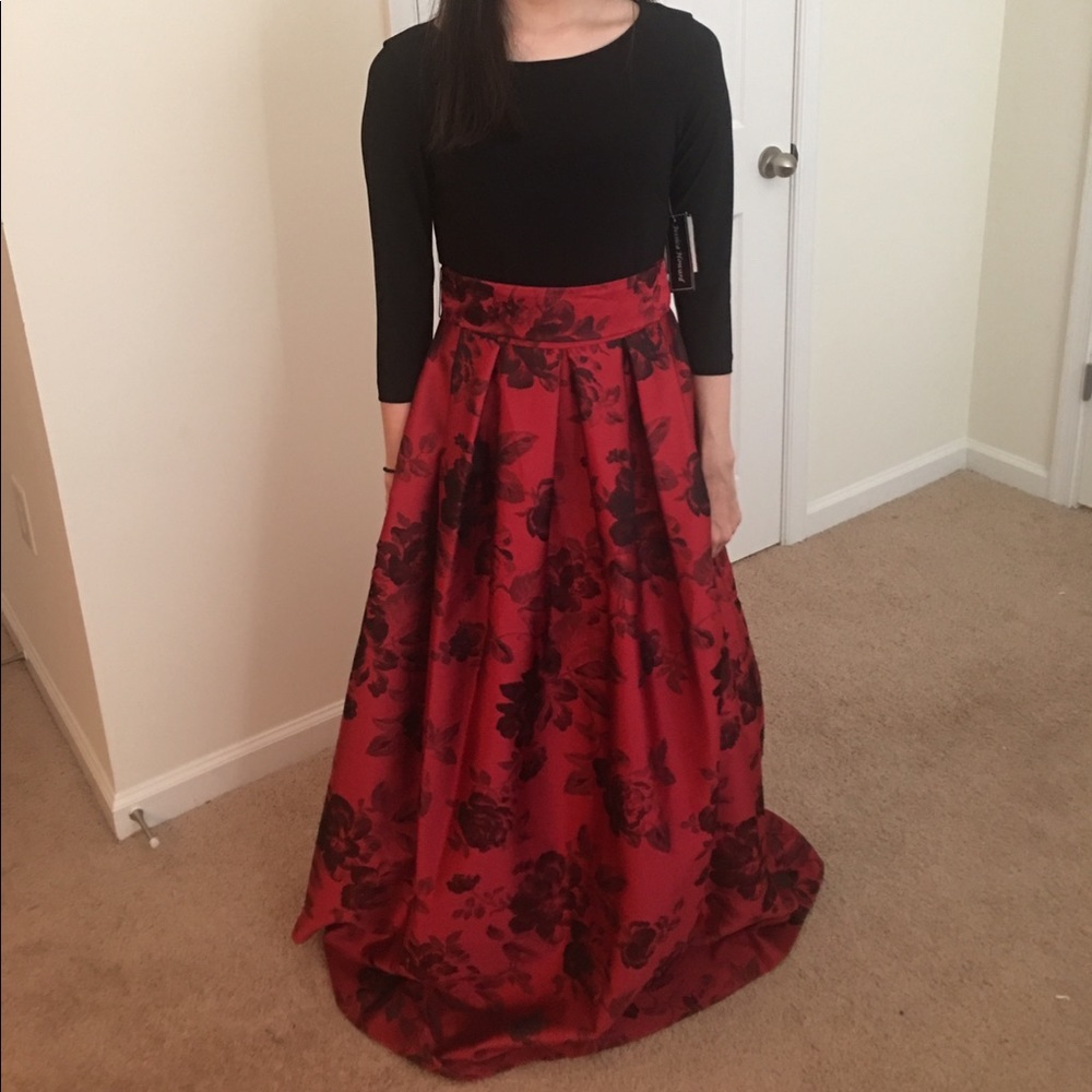 Black and red rose special occasion dress