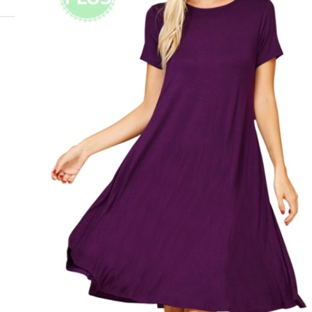 SWING DRESS POCKETS PURPLE PLUS SIZE WOMANS 2X 3X