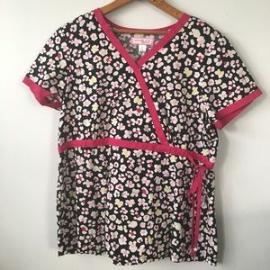Koi Flower Scrub Top 