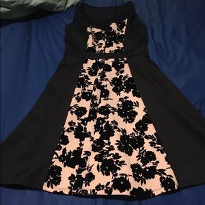 Black and peach skater dress