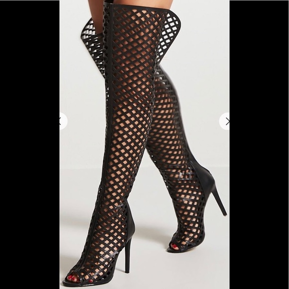 SOLD 💨SOLD LOCALLY Caged Thigh High Boots - Picture 1 of 5