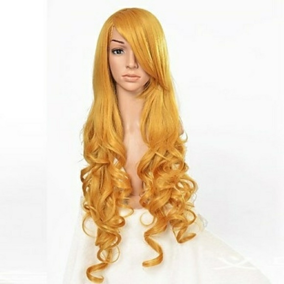 Long Wavy Heat Resistant Hair Yellow Wig