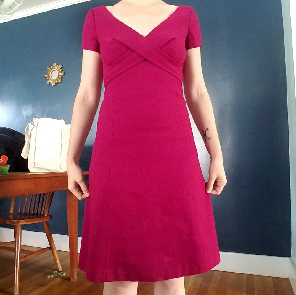 J Crew Size 0 Bright Plum Wool Dress