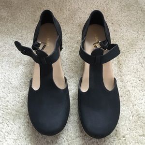 Black T-strap clog