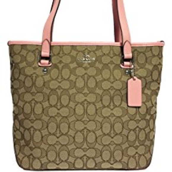 Coach Handbags - Coach Bag Pink Signature Zip Top Tote MSRP $275