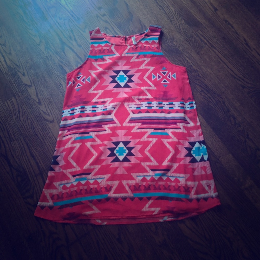 XL Pink sleeveless printed shift dress